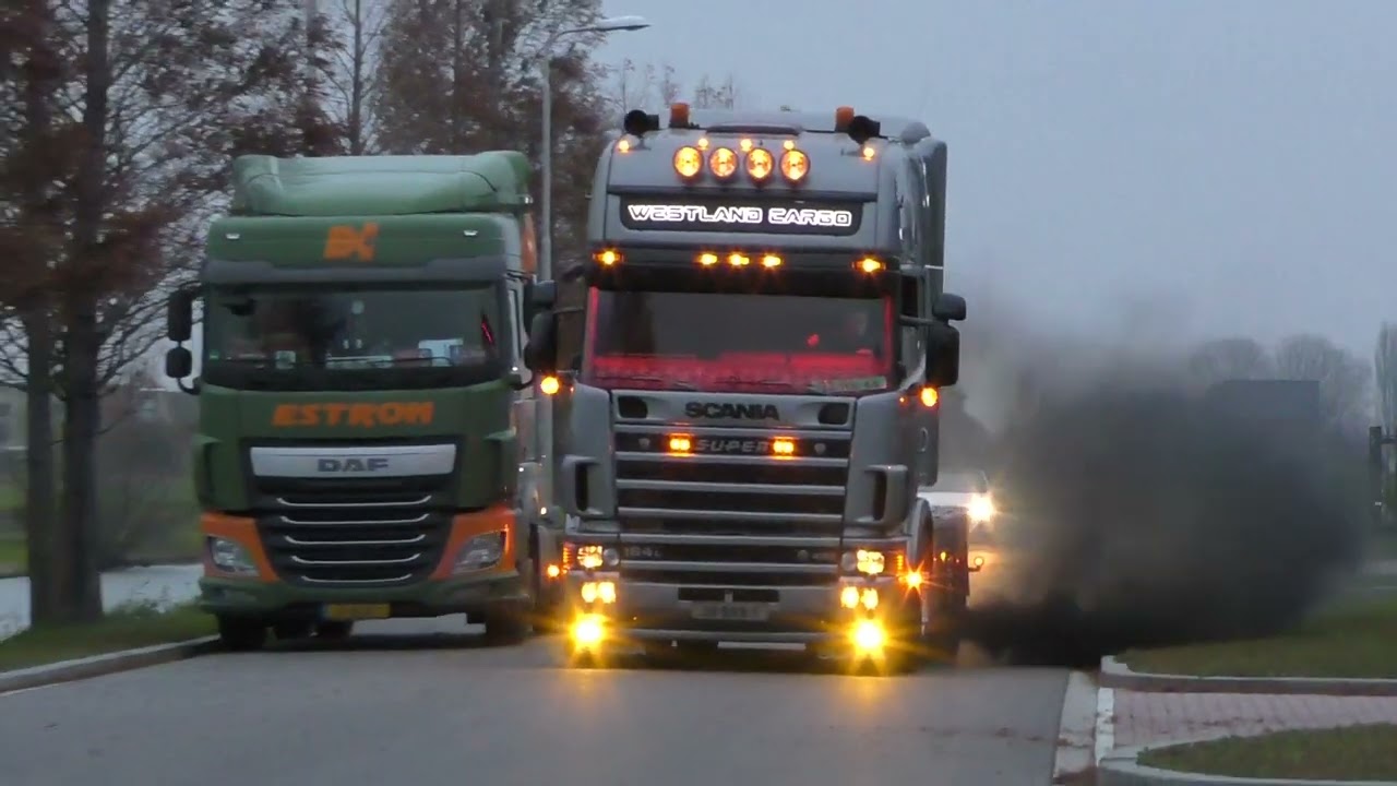 2X VERY LOUD SCANIA 4-SERIES GOING CRAZY WITH LOTS OF SMOKE AND POWER // Ex Westland Cargo