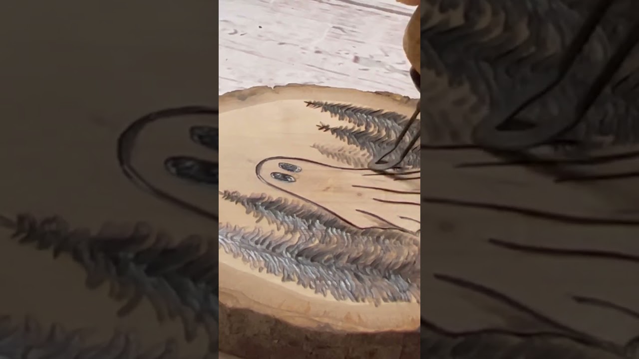 A little #woodburning ghost #pyrography #woodburningart #artwork #pyrographyart #woodart #halloween