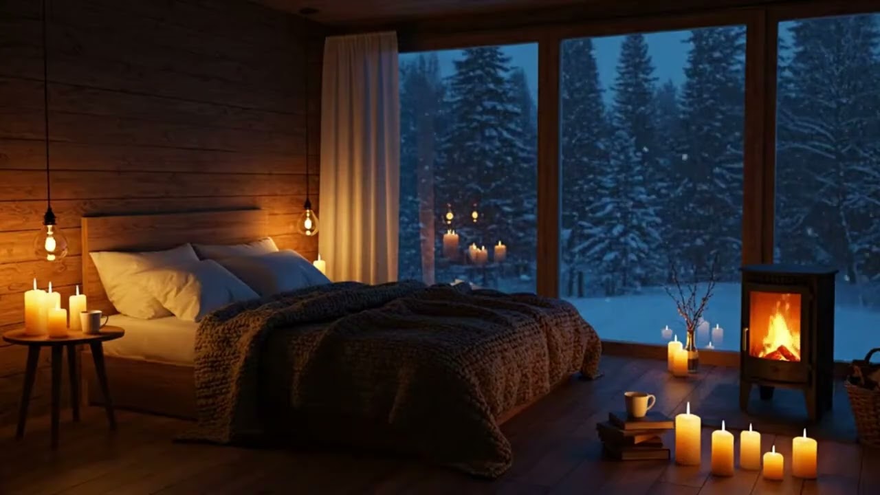 Peaceful Winter Glow 🕯️ &ndash; Cozy Ambience with Snow and Piano Harmony