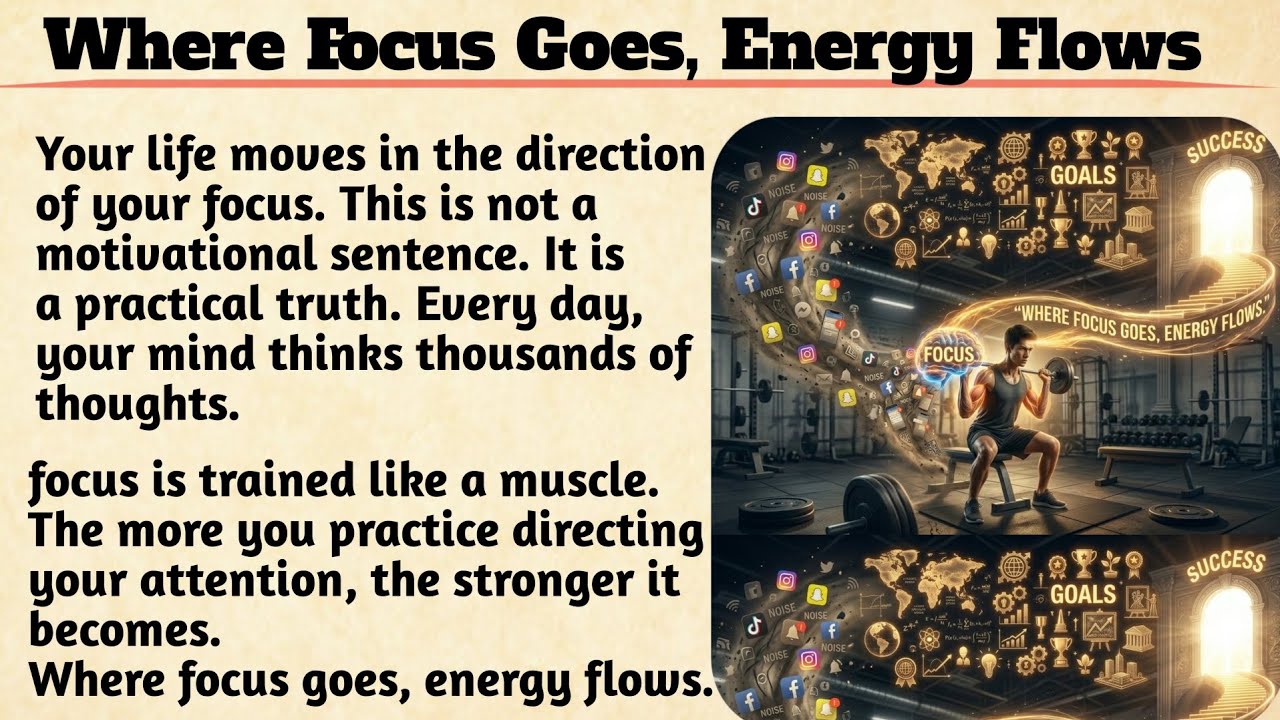 Where Focus Goes, Energy Flows | learn English | Improve Your English Fluency #englishvocab #vocabs