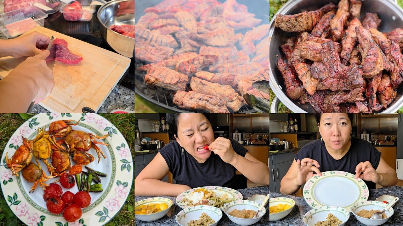Smoking Pork & Beef||Crab chutney in two different style and eating 😋 