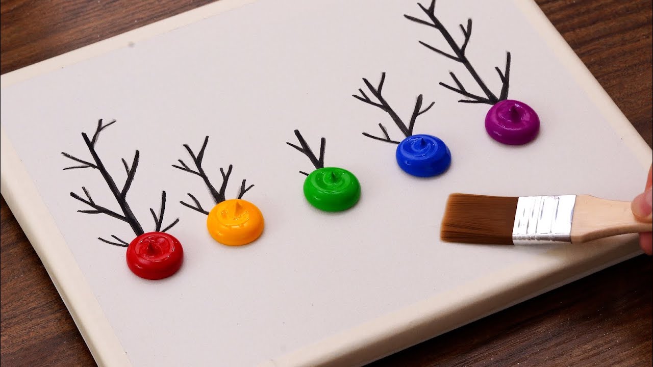 Easy & Simple Colorful Trees Acrylic Painting Step By Step｜Painting For Beginners (1408)