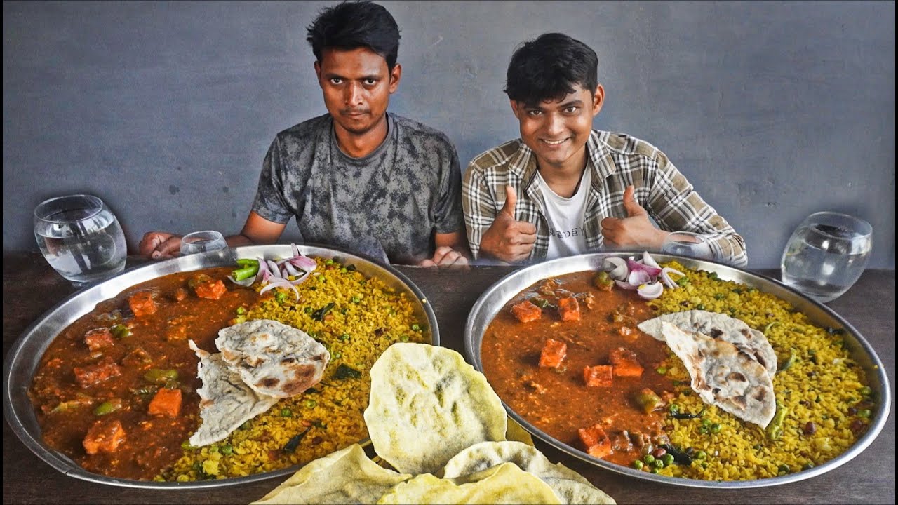 Golden Rice With Mawa Paneer Masala, Chapati, Eating Challenge | Man Vs Food | Food Eating Challenge