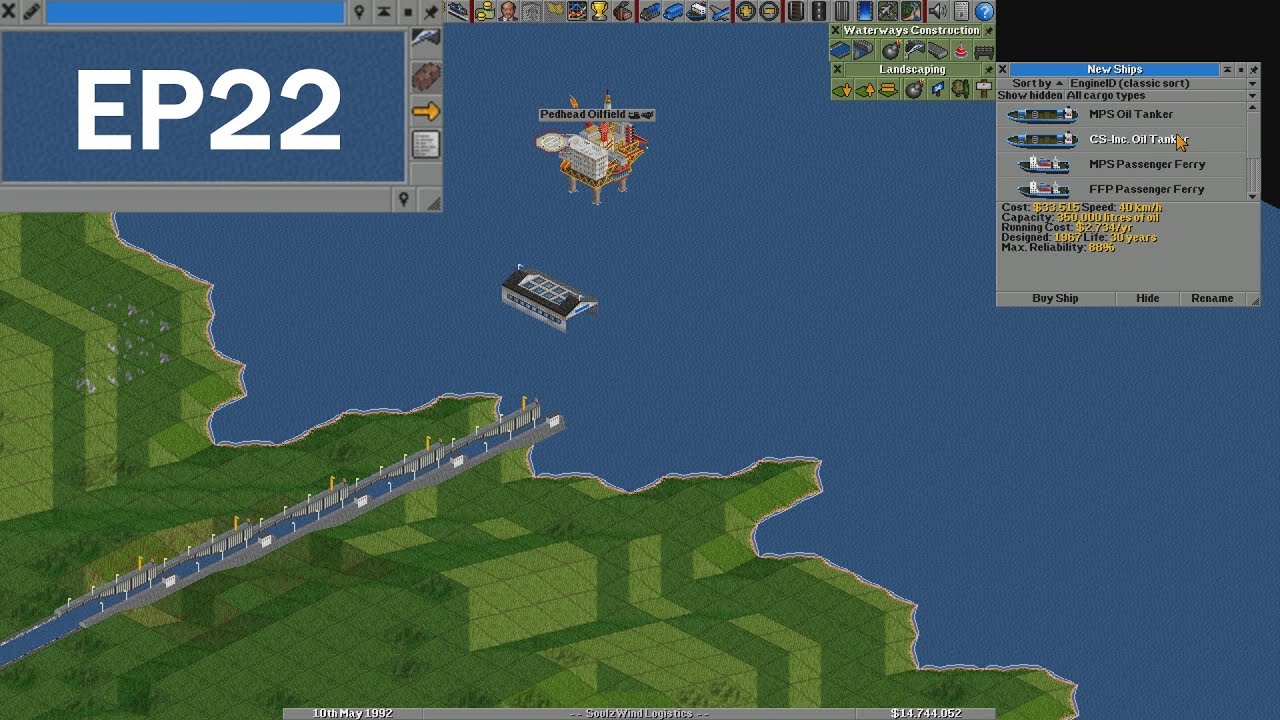 OpenTTD EP22: Temperate Years 43 & 44 - Oil Tankers in Canal