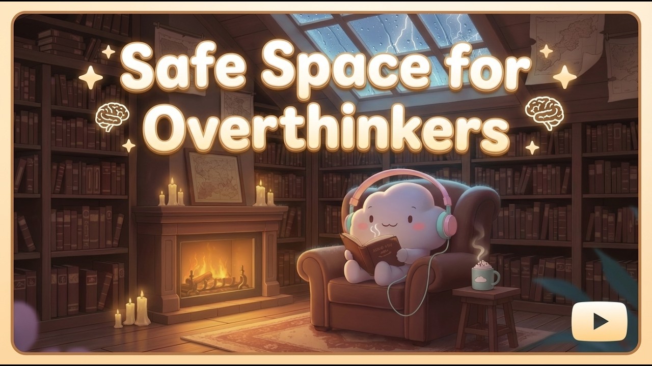 Safe Space for Overthinkers 📖 Rainy Library Ambience & Mellow Lofi Beats