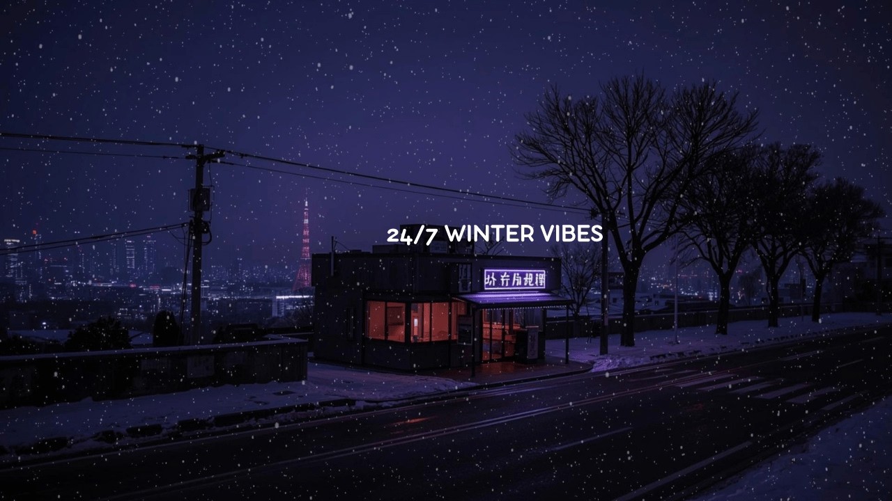 Tokyo Winter Night Café 🌨️ Late Night Snowy Relaxation