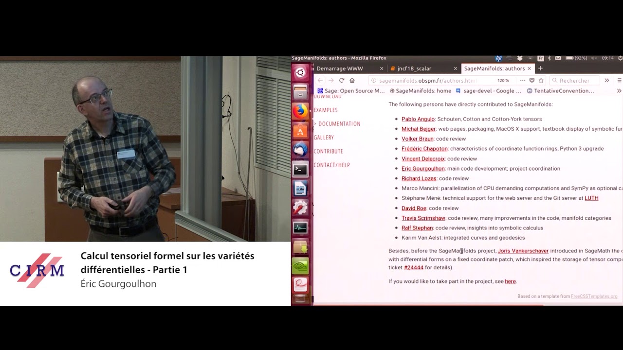 Éric Gourgoulhon : Calcul tensoriel formel sur les variétés différentielles - Partie 1