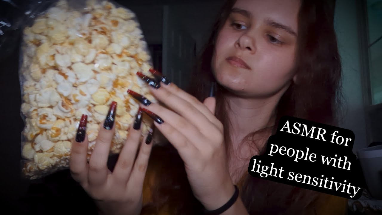 ASMR for people with LIGHT SENSITIVITY | Low light ASMR interactive questions, tapping, long nails