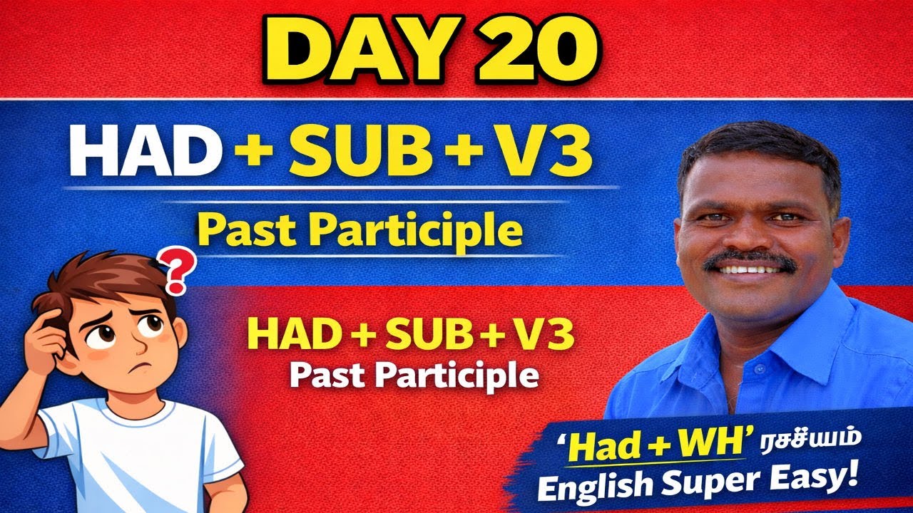 DAY 20! Past Perfect  Interrogative🔥இந்த ‘Had + WH’ ரகசியம் தெரிஞ்சாEnglish super easy!”