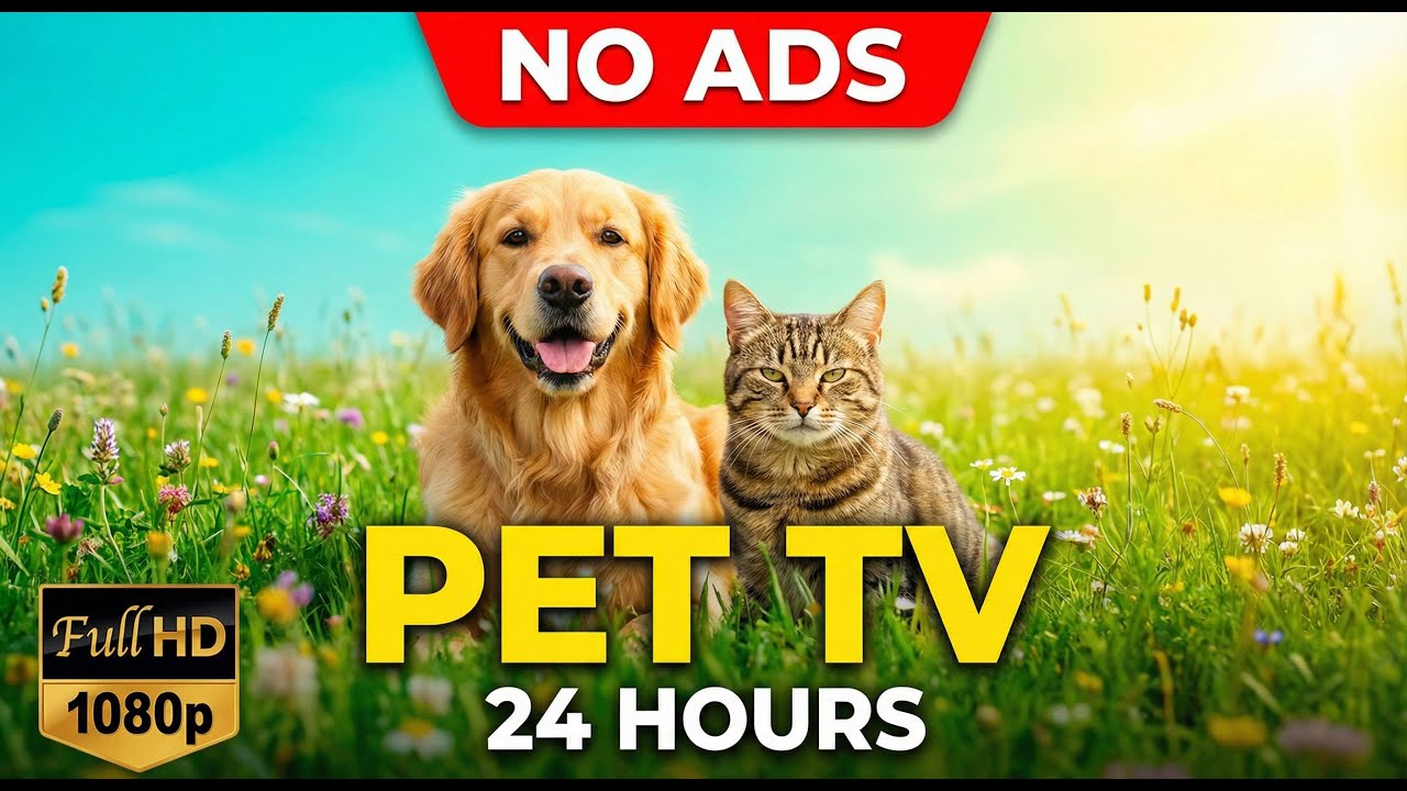No ADS Entertain your pets with a Forest Stream featuring Crows and Deer | 24-Hour Cat & Dog TV