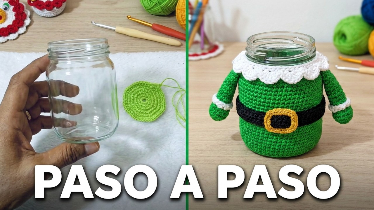 RECICLA TUS FRASCOS Y TEJE ESTE TRAJE NAVIDEÑO !