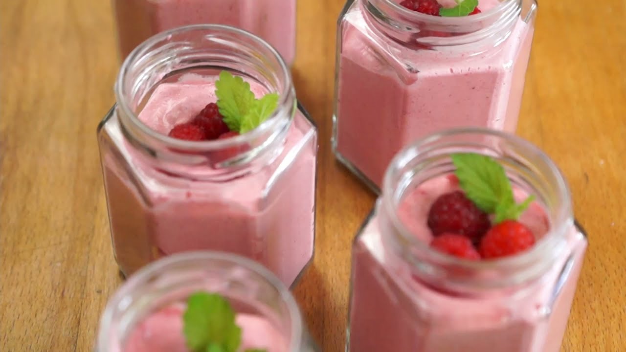Himbeer - Mousse | Mousse aux Framboises | Himbeer Dessert  -  vegan