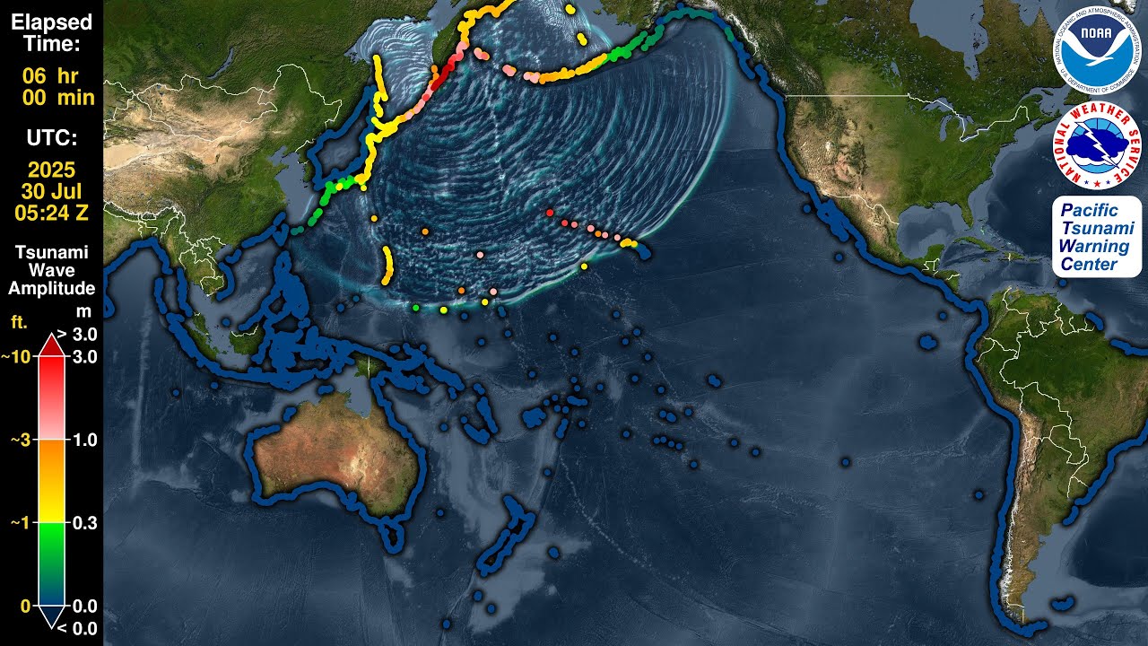 Tsunami Forecast Model Animation: Kamchatka, Russia 2025