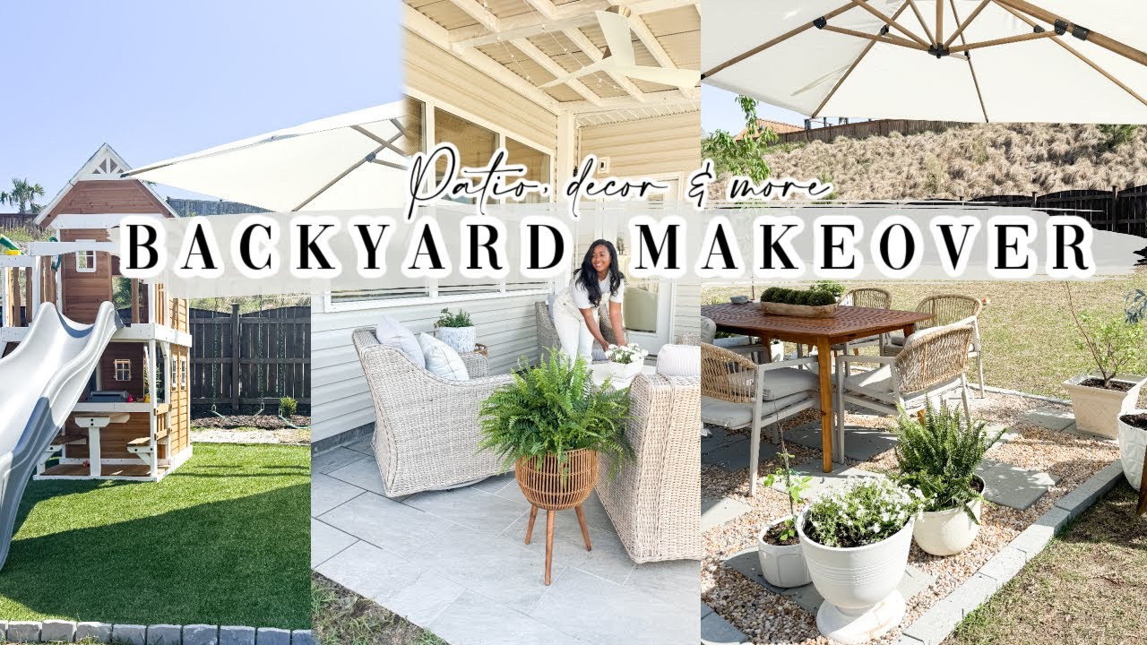 BACKYARD MAKEOVER | OUTDOOR TRANSFORMATION | PATIO, PLAYGROUND & MORE TOUR