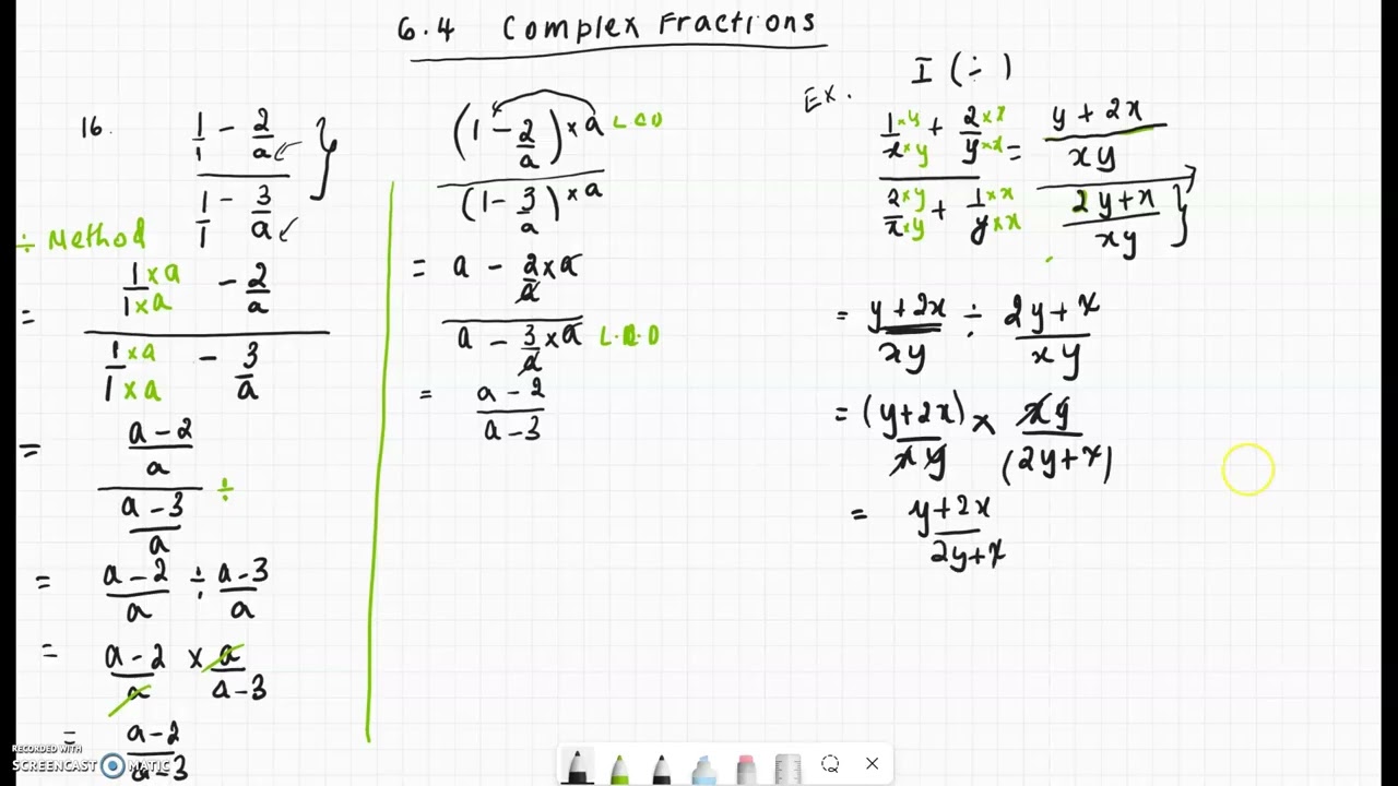 MTH100 Section 6.4 Complex Fractions Part 2
