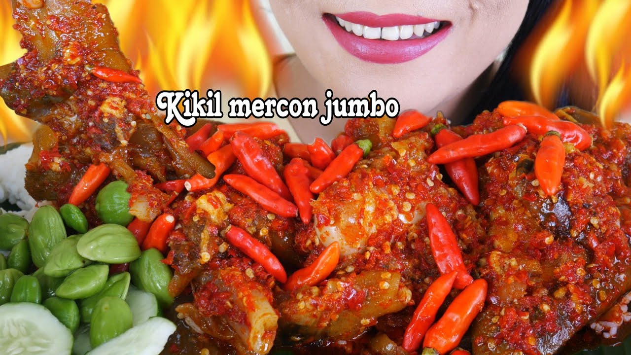 MAKAN KIKIL MERCON JUMBO, PETE DAN NASI PUTIH | EATING SOUNDS