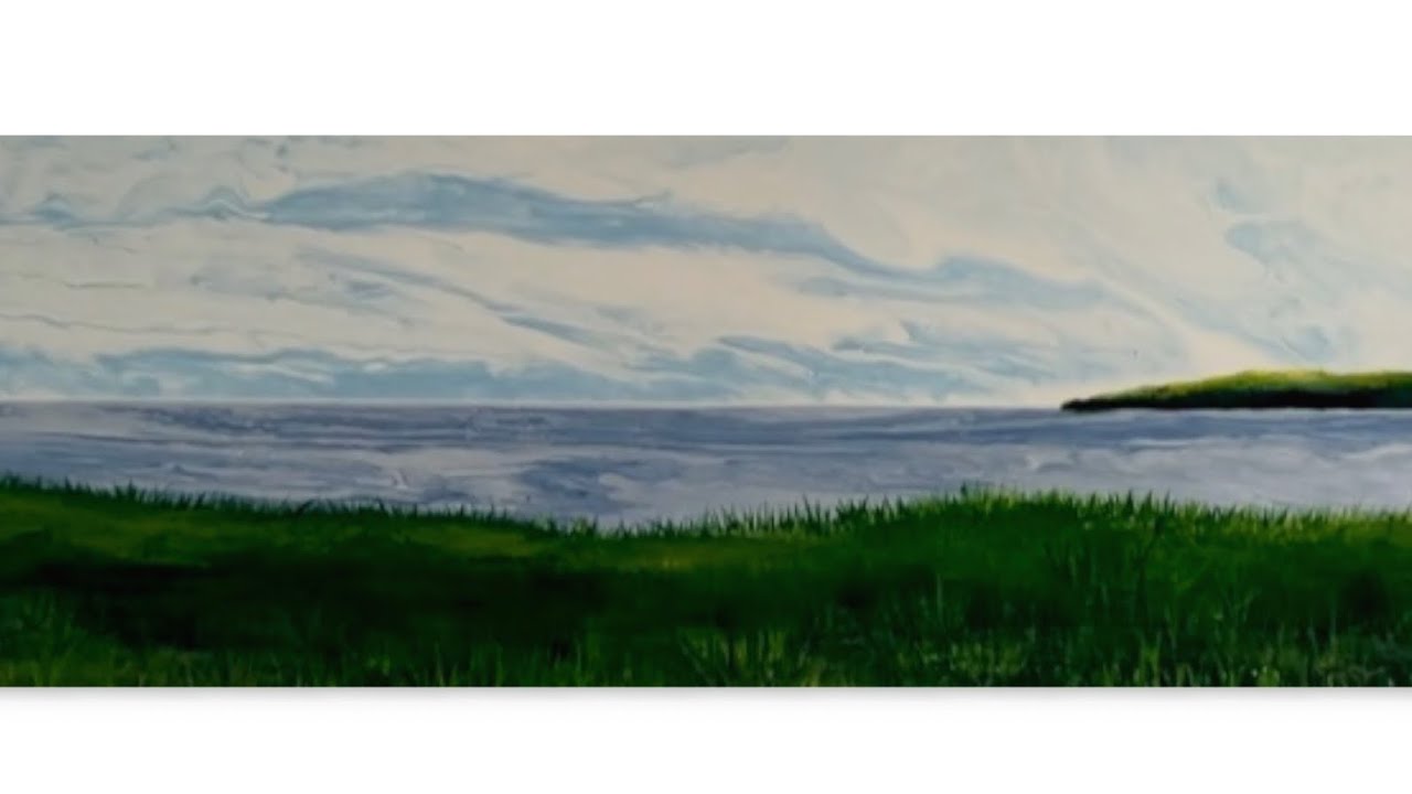 Landscape Swiping on a LONG canvas Acrylic Pour Painting, Flow Art, Fluid Art Technique,