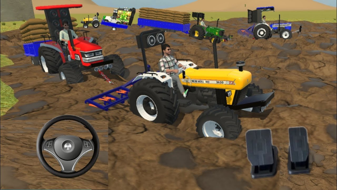 Pull trolley from Mud by tractors🚜😀💥🎮tractorgame