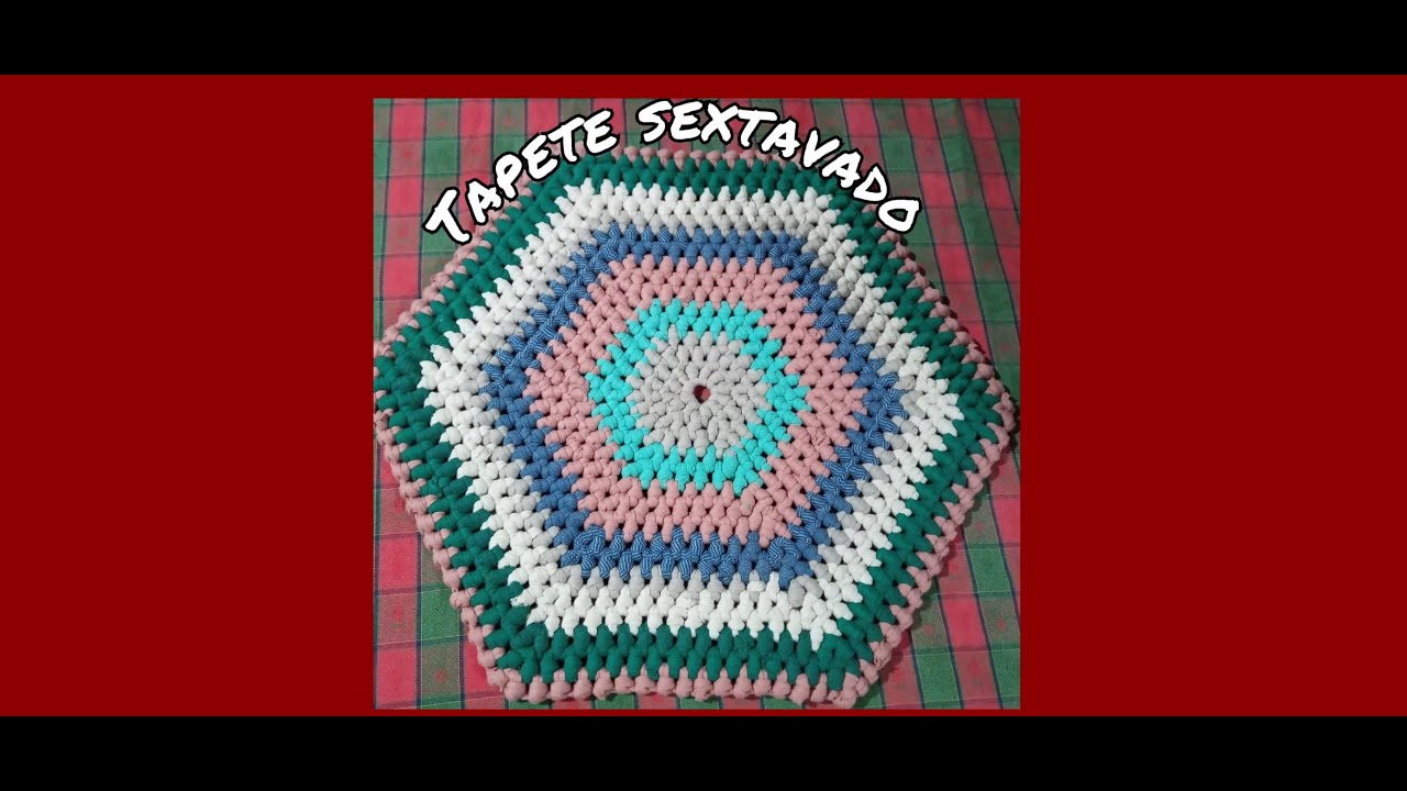 Artesanato: Tapete de retalho feito com grampo de cabelo (Sextavado)