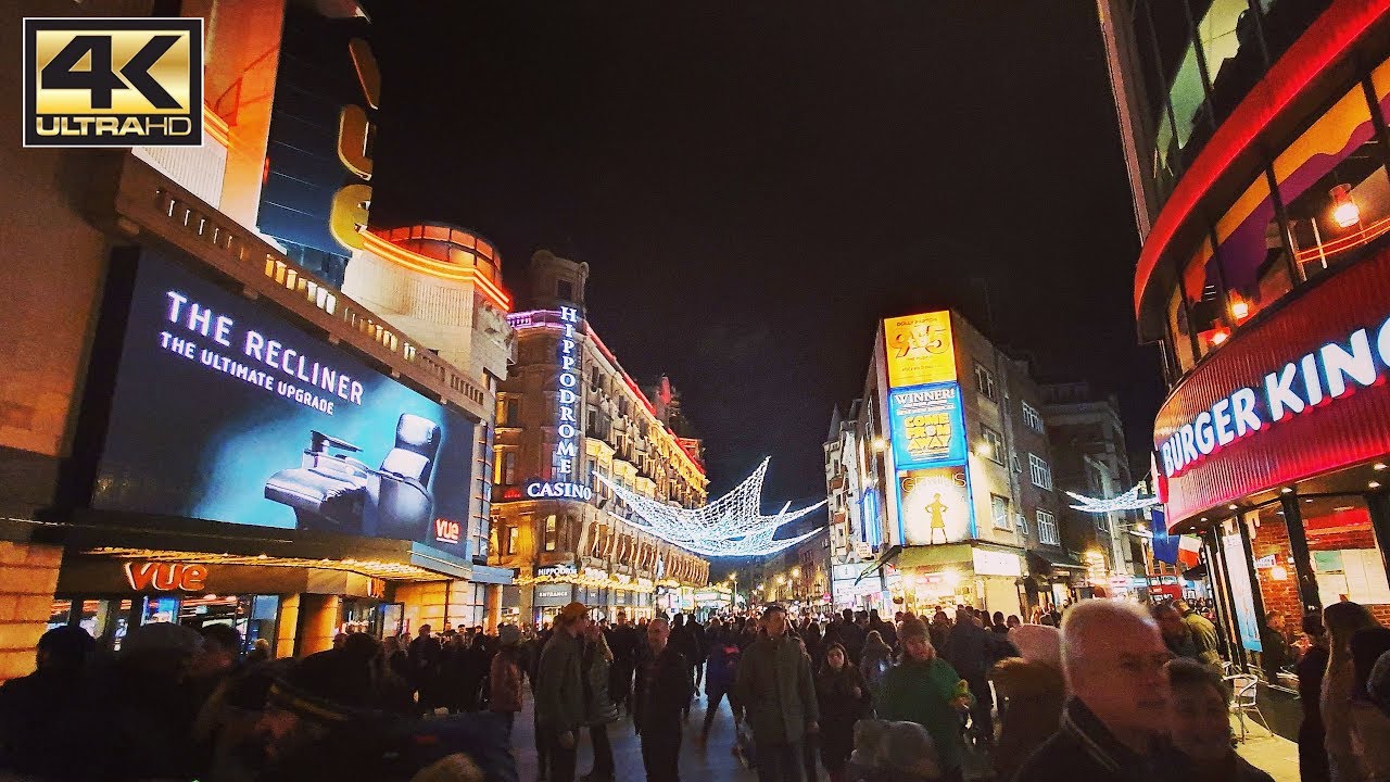 LONDON CHRISTMAS WALK | Leicester Square Walking London at Night