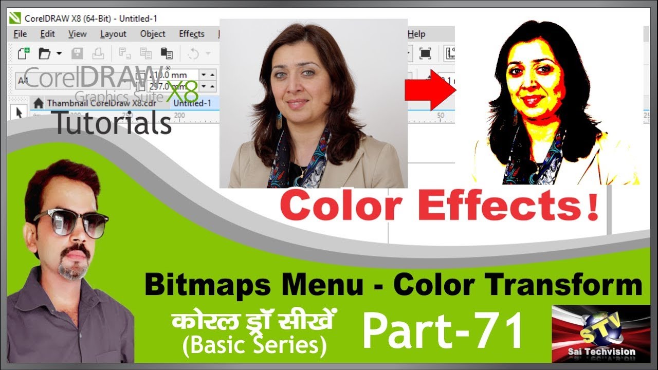 How to use Color Transform from Bitmap Menu in CorelDraw in Hindi (Basic Series) Part-71