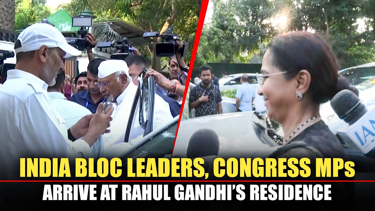 BREAKING NEWS: INDIA Bloc leaders, Congress MPs arrive at Rahul Gandhi&rsquo;s residence | CJP Protest