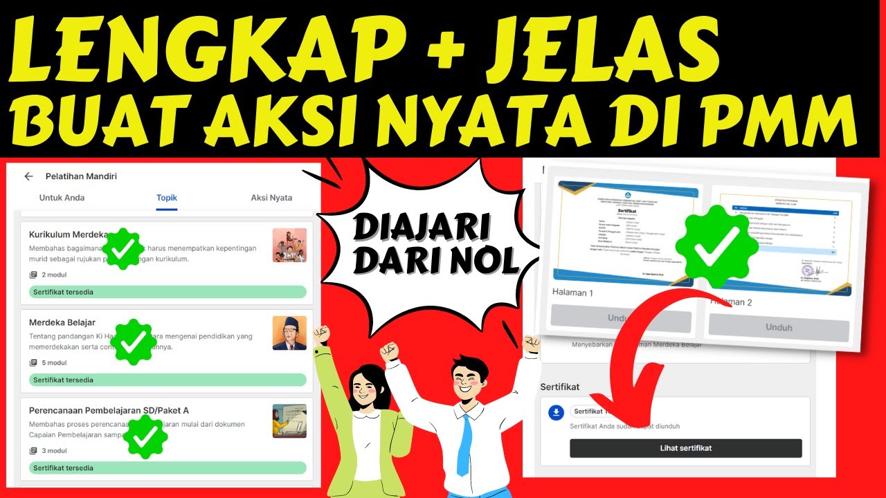 TERLENGKAP Cara Membuat Aksi nyata di PMM sampai dapat sertifikat | Topik Merdeka Belajar | Canva