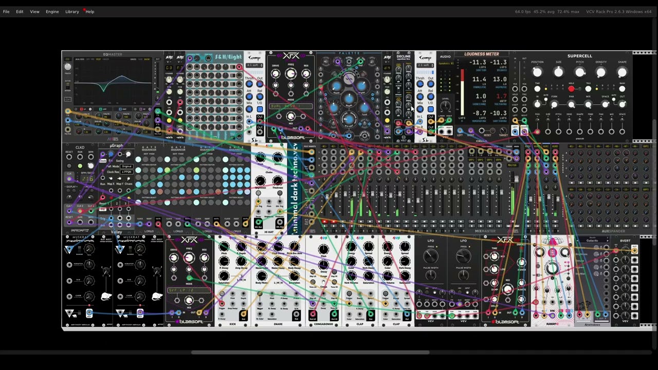 Minimal Dark IDM patch in VCV Rack