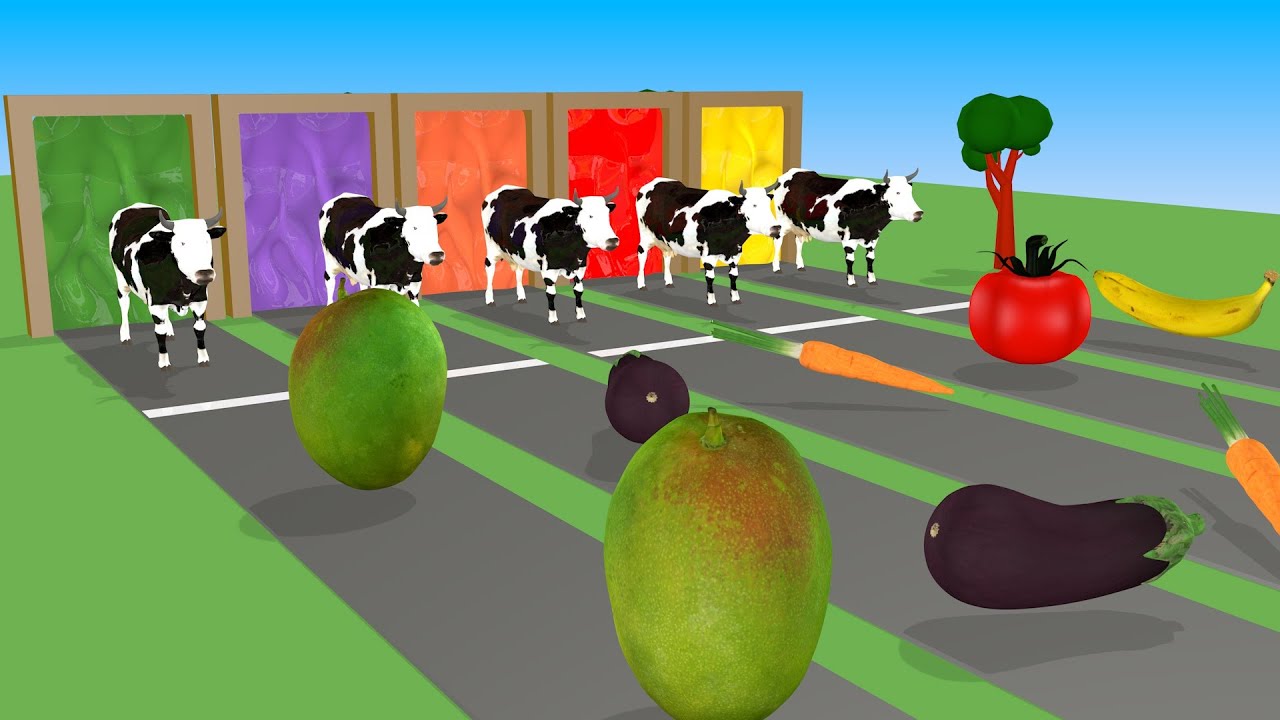 Animal Eating Vegetables Game | Cow Racing Game With Eating Vegetables and Fruits | Cow Racing Game
