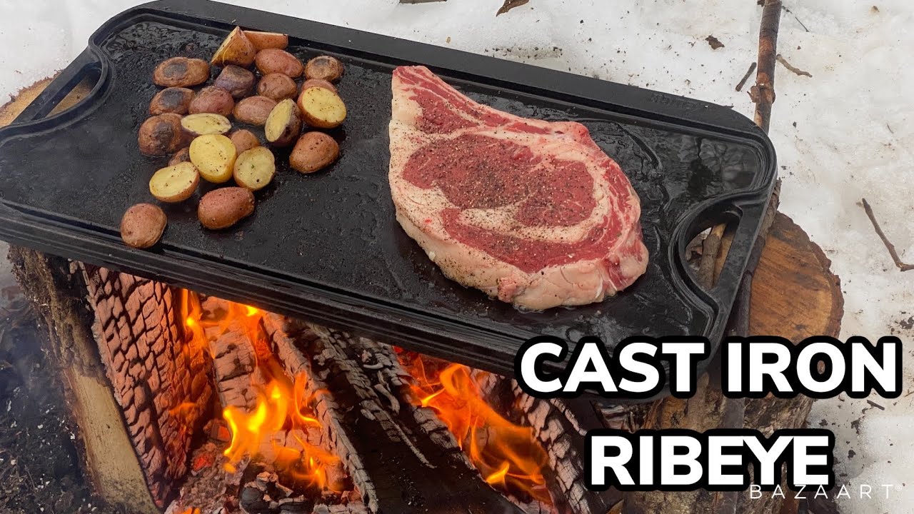 Cooking With Cast Iron. Ribeye Steak Over Open Fire  #castiron #castironcooking #castironsteak