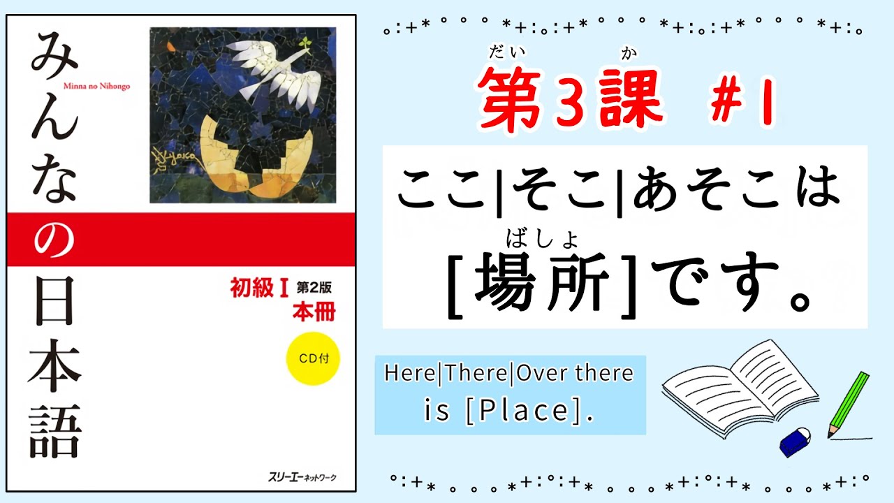 みんなの日本語 3課#1｜Minna no Nihongo1｜ここ｜そこ｜あそこ｜は【場所】です。