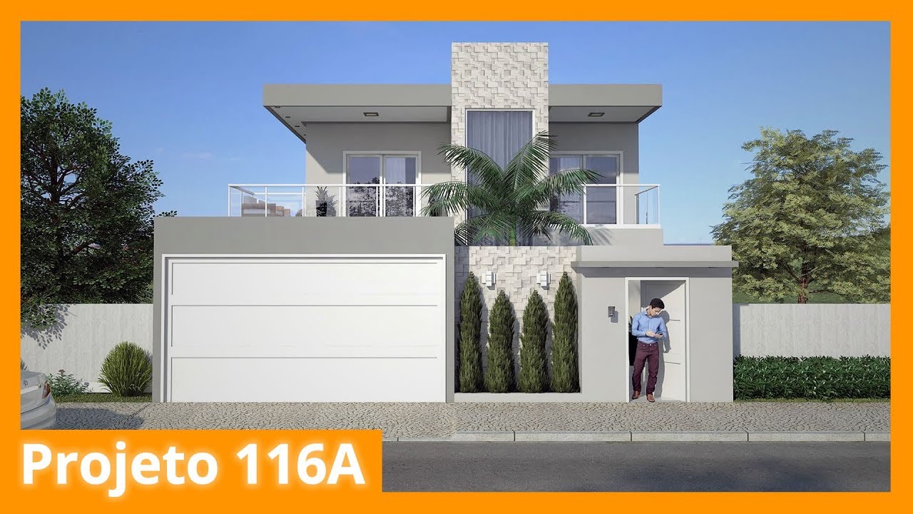 Planta de sobrado moderno com 3 quartos - 116A