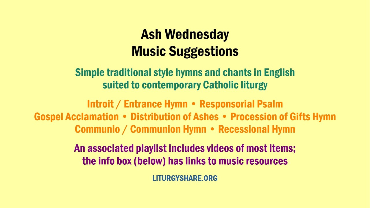 Ash Wednesday:  Music Suggestions