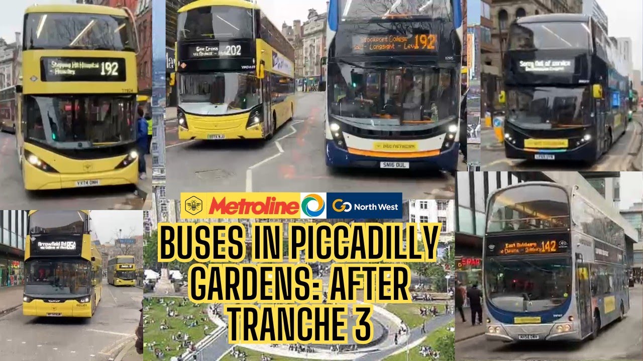 Buses in Piccadilly Gardens After Tranche 3 Bee Network! 18/01/2025