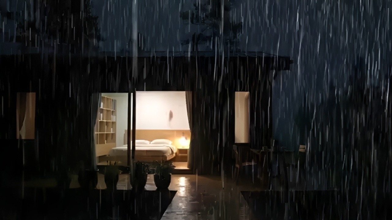 Heavy Rain To Sleep Immediately Rain Sounds Cabin Forest Thunder For Deep Sleep ASMR No Ads