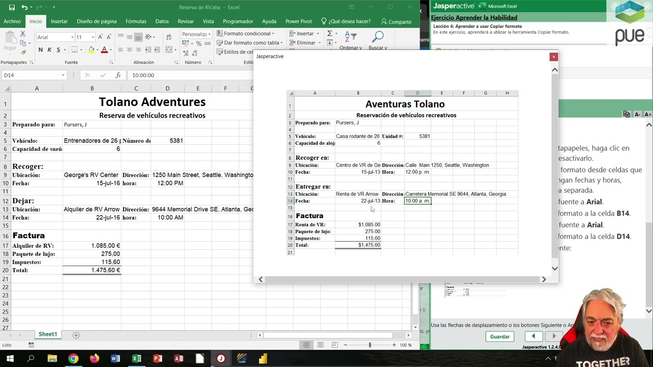 jasper excel2019 core L4E6 usar copiar formato