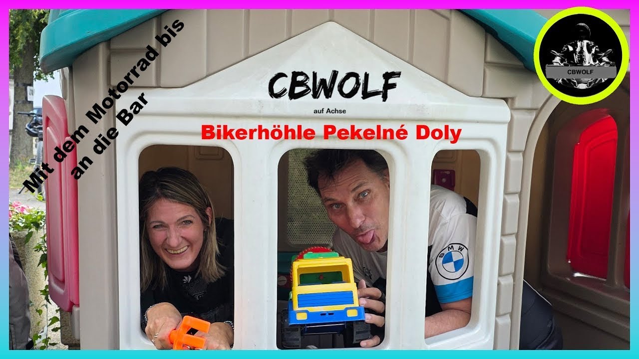 Mit dem Motorrad bis an die Bar Bikerhöhle Pekelné Doly