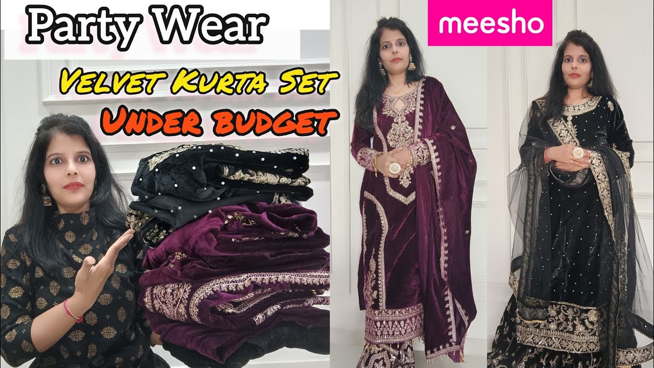 Party Wear Velvet Kurta Set from Meesho|| Affordable Kurta Set for Winter Wedding|| #viral #meesho 