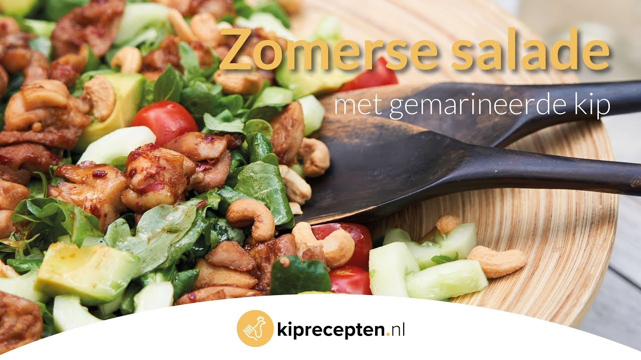 Zomerse salade met gemarineerde kip - Kiprecepten.nl (Makkelijk en snel klaar!)