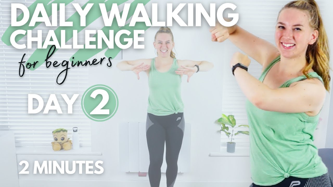 2 Minute Low Impact Walking Workout || DAY 2 Daily Walking Challenge for Beginners (± 200 steps)