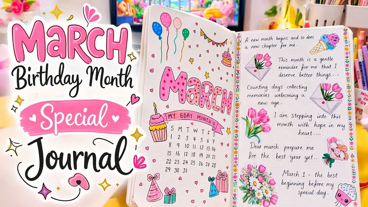 Best Title: ✨ March Birthday Month Special Journal | Cute Aesthetic Setup & MemoriesAesthetic Setup🌟