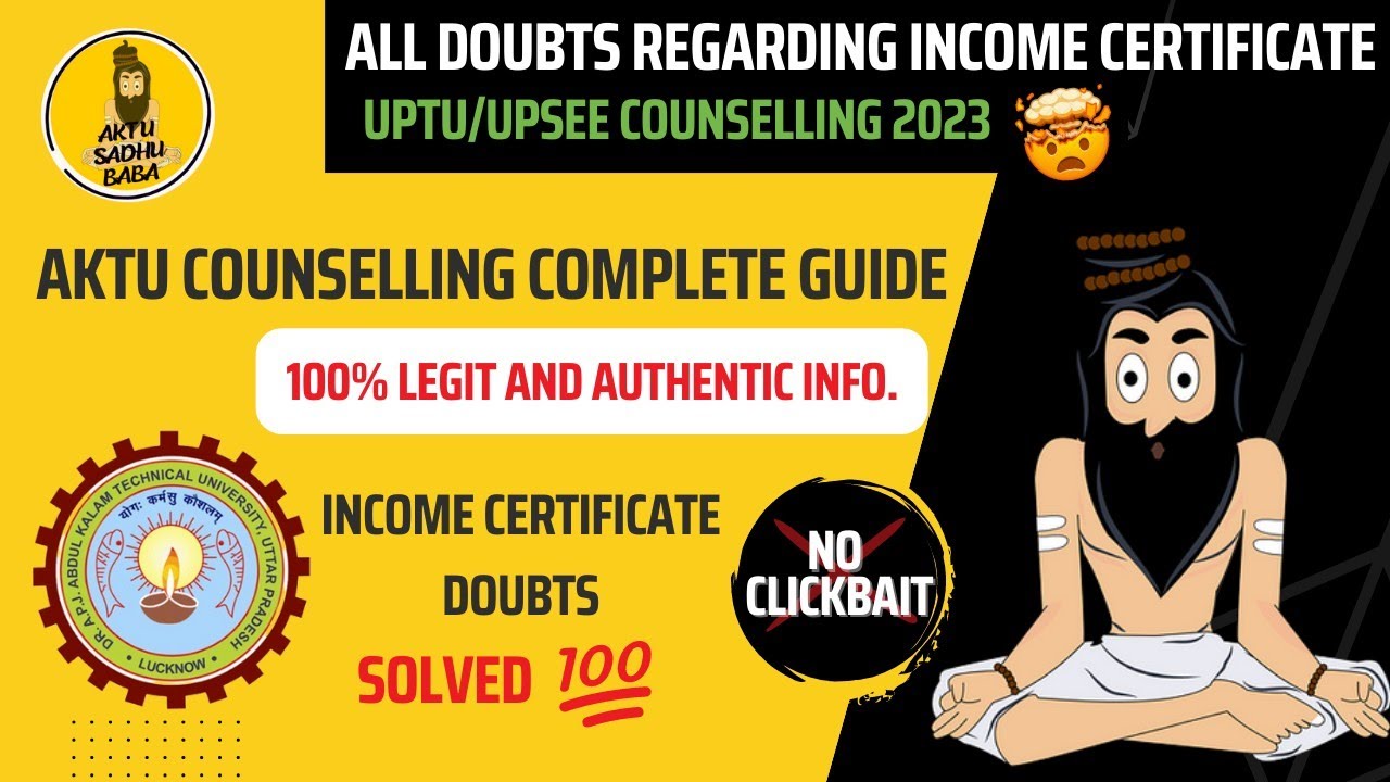 UPTU/UPSEE Counselling 2023 | All doubts regarding Income Certificate, EWS Solved 😄