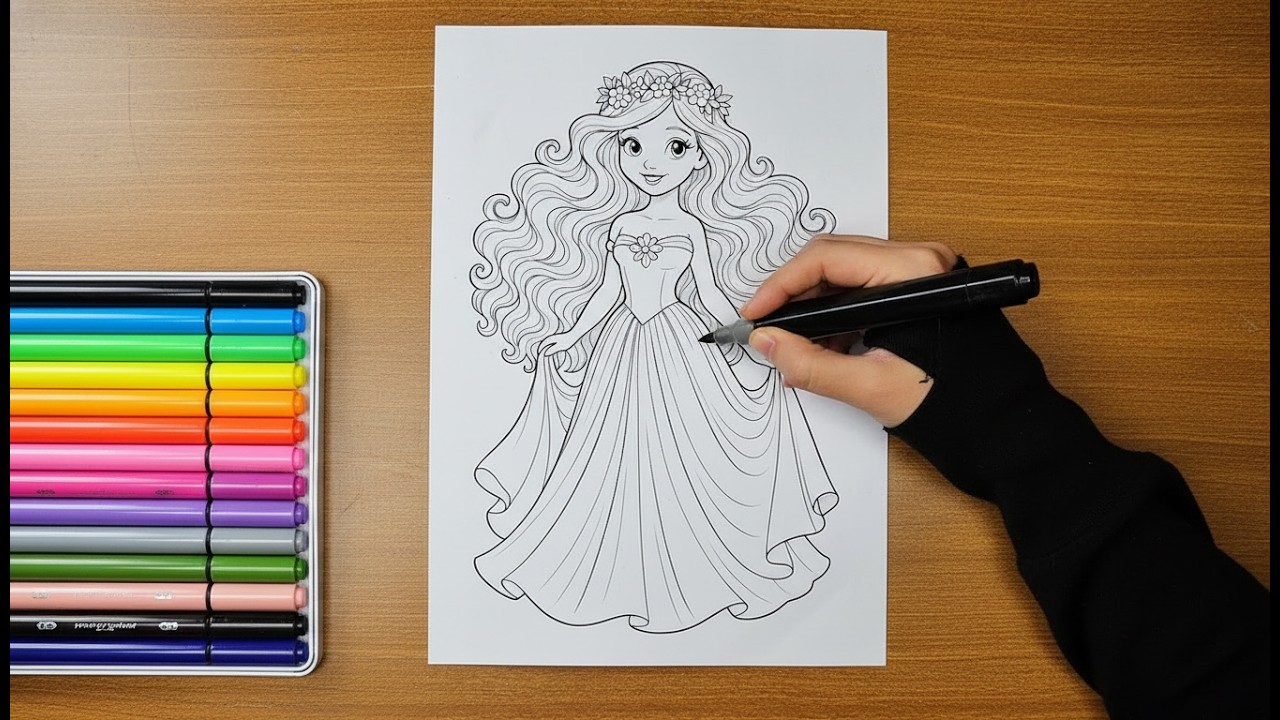 Blue Diamond Princess Coloring 💎✨ Sparkling Glitter Gown Art