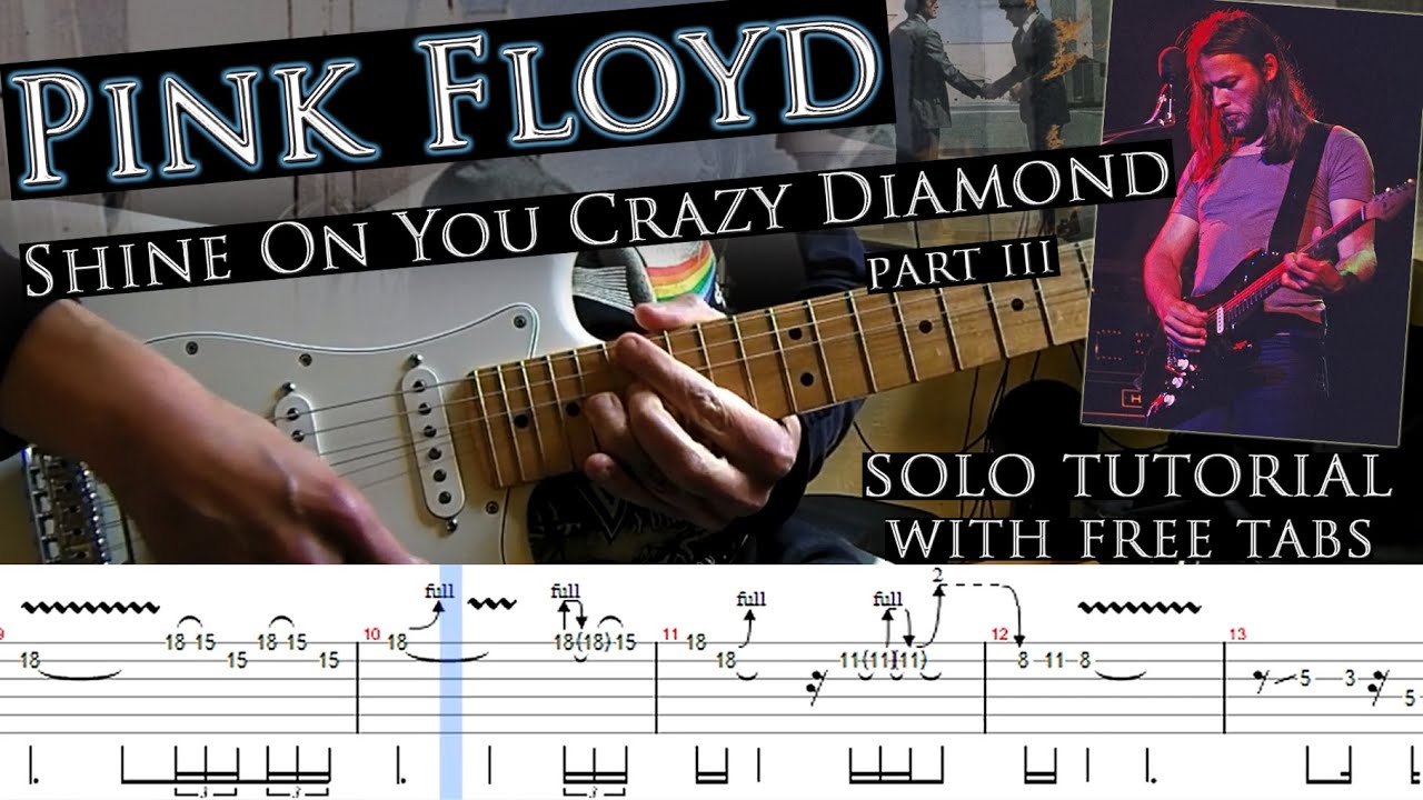 Pink Floyd - Shine On You Crazy Diamond part III solo lesson (with tablatures and backing track)