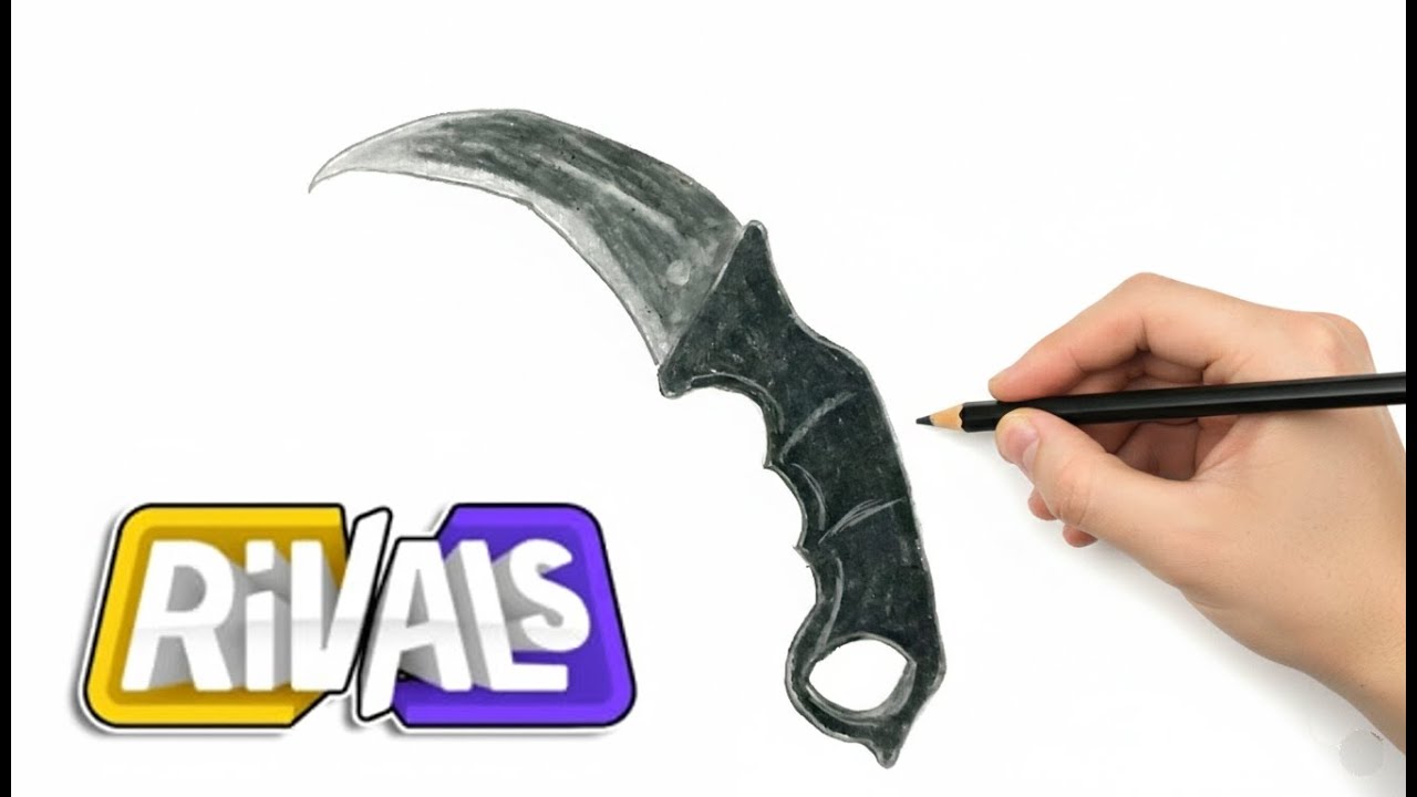 Simple!!! How to draw Karambit Knife from ROBLOX RIVALS