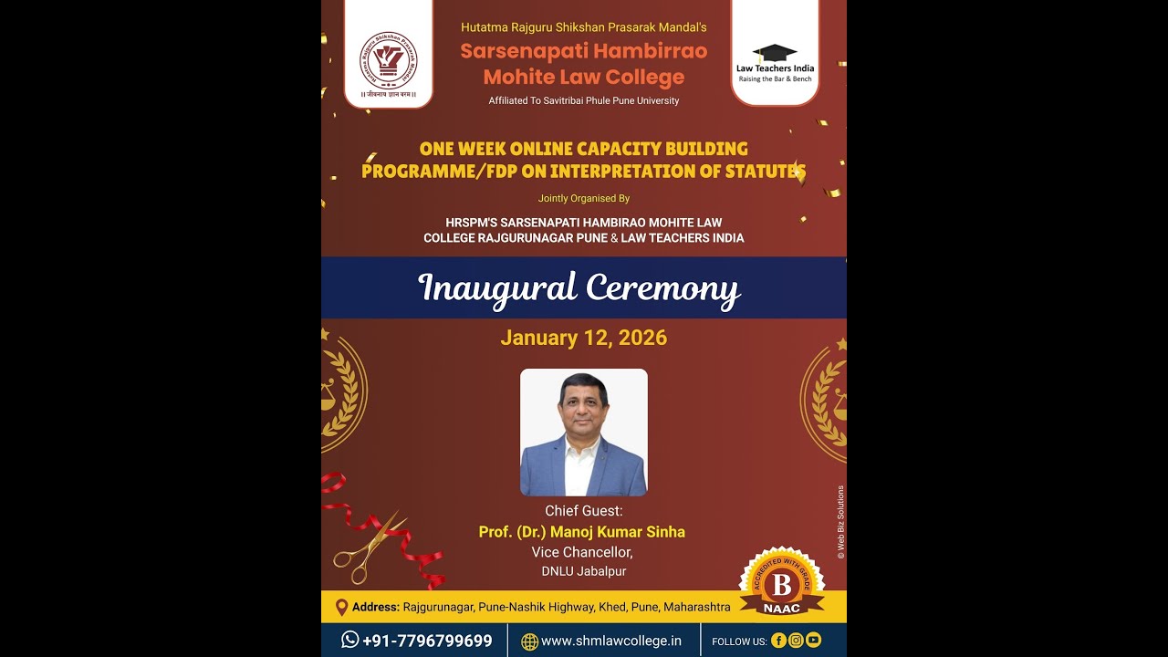 Inauguration | CBP-FDP on Interpretation of Statutes | Prof. (Dr.) Manoj Kumar Sinha