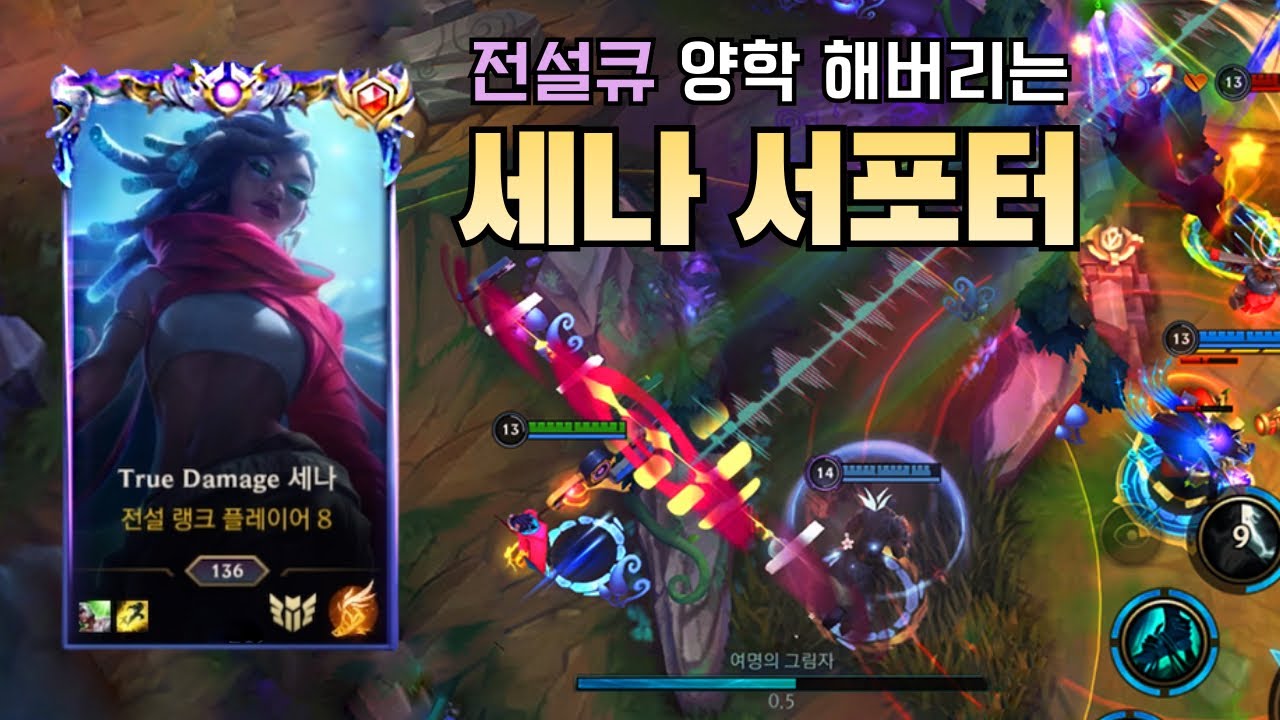 [와일드리프트] 전설큐 양학해버리는 세나 서포터