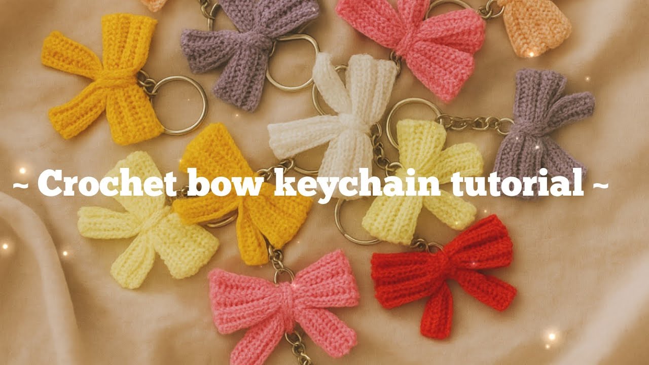 Crochet bow keychain 🎀 | easy guide for beginners | @Knititwithkoushalya 