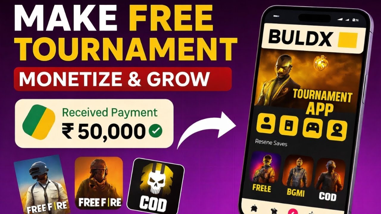 Create Tournament App & Earn Money 💰 | BGMI & Free Fire | No Coding