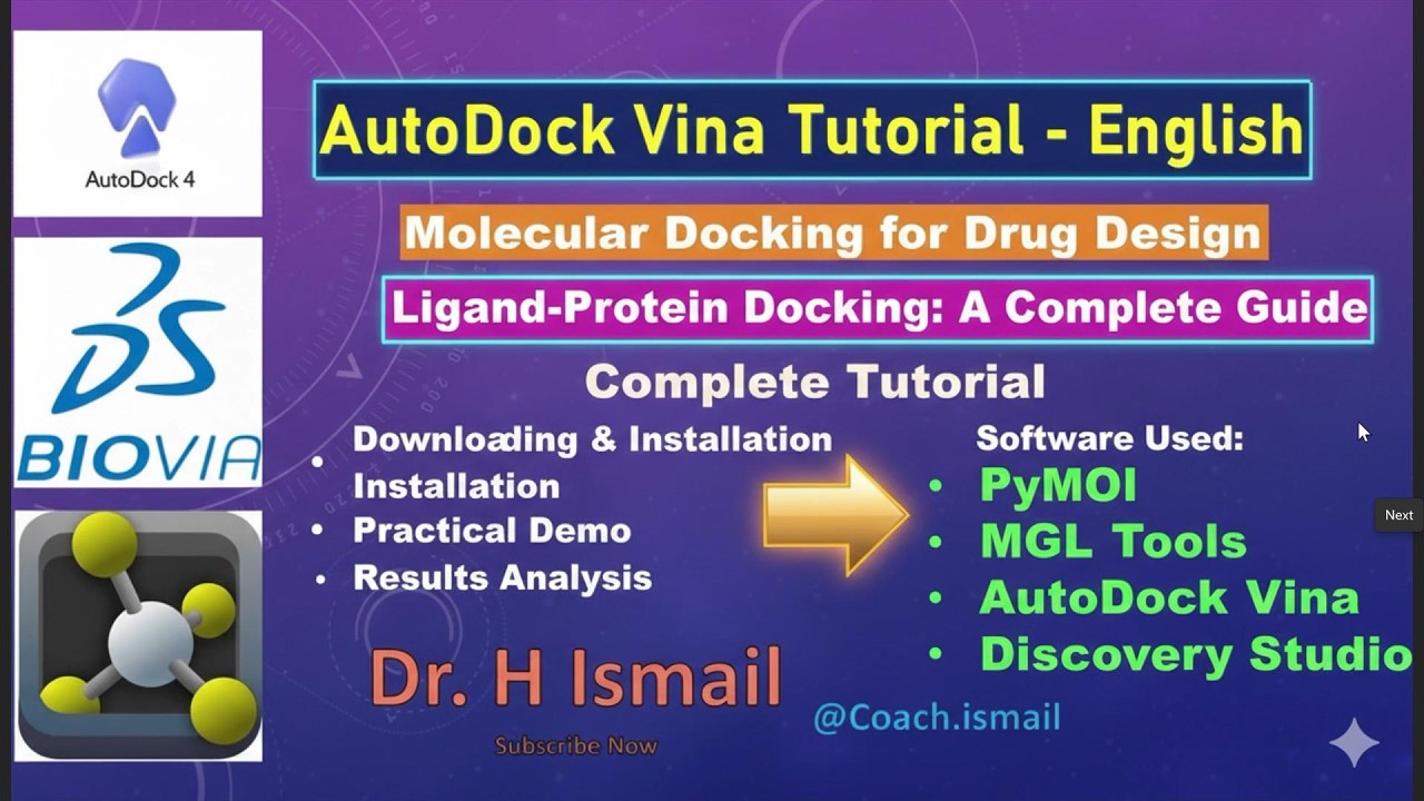 Учебное пособие по молекулярному докингу: AutoDock Vina | Докинг лиганд-белок | PyMOL | Discovery...
